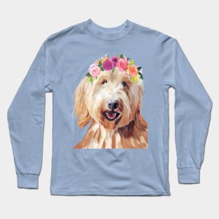 Goldendoodle + Flower Crown Long Sleeve T-Shirt